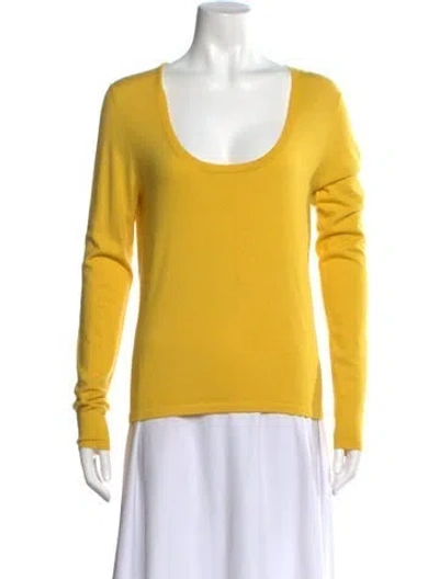 Pre-owned Tse Cashmere Cashmere Scoop Neck Sweater In Grey/yellow