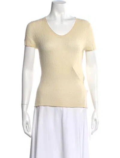 Pre-owned Tse Cashmere Cashmere Scoop Neck Sweater In Yellow