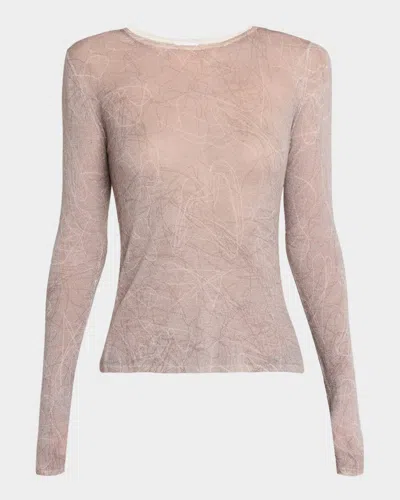 Tse Cashmere Cashmere Sheer Abstract-print Top In Pink