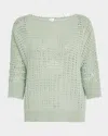 Tse Cashmere Cashmere-silk Open Weave Top In Celadon Glaze