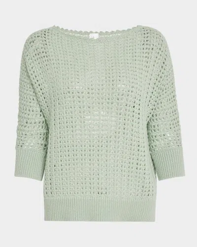 Tse Cashmere Cashmere-silk Open Weave Top In Celadon Glaze