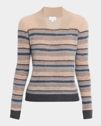 Tse Cashmere Cashmere Square-neck Striped Top