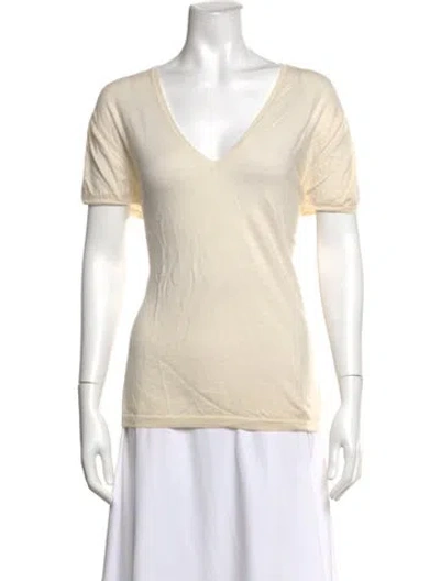 Pre-owned Tse Cashmere Cashmere V-neck T-shirt In Neutrals