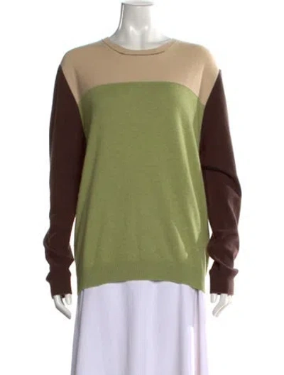 Pre-owned Tse Cashmere Colorblock Pattern Sweater In Green