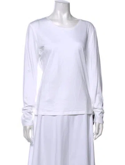 Pre-owned Tse Cashmere Crew Neck Long Sleeve T-shirt In White