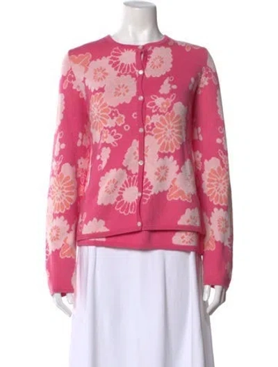Pre-owned Tse Cashmere Floral Print Sweater In Pink