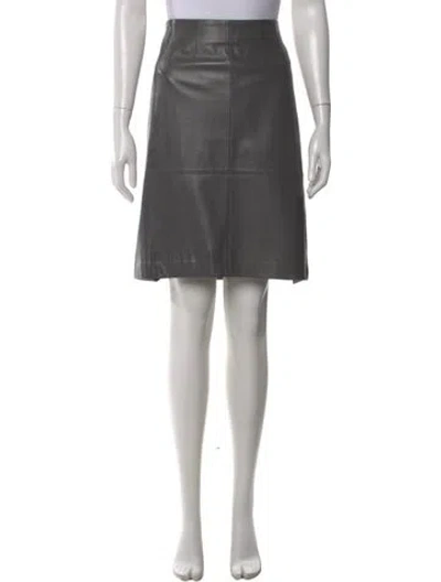 Pre-owned Tse Cashmere Lamb Leather Knee-length Skirt In Gray