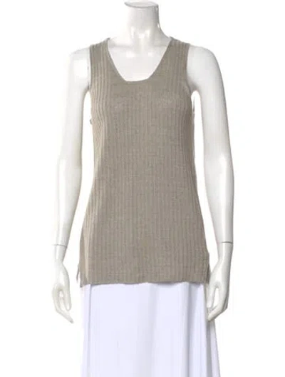 Pre-owned Tse Cashmere Linen Scoop Neck Top In Neutral