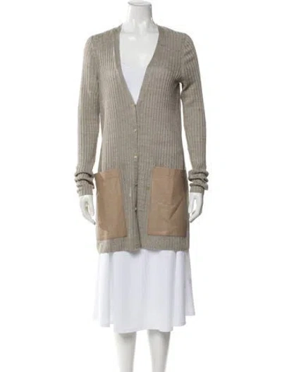 Pre-owned Tse Cashmere Linen V-neck Sweater In Neutral