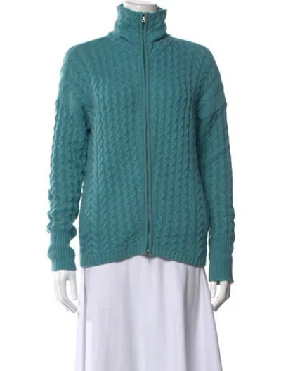Pre-owned Tse Cashmere Mock Neck Sweater In Blue/green