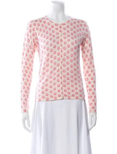 Pre-owned Tse Cashmere Printed Crew Neck Sweater In Pink