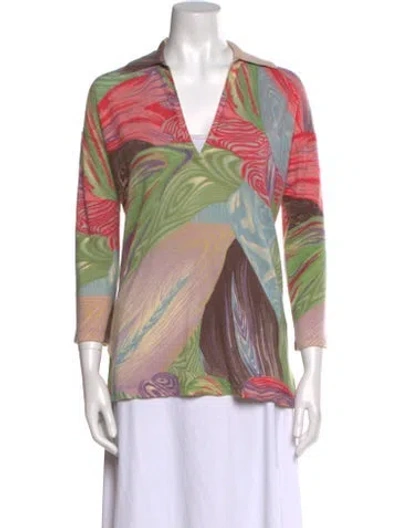 Pre-owned Tse Cashmere Printed Sweater In Green