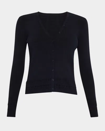 Tse Cashmere Ribbed Button-down Cardigan In Maritime Navy