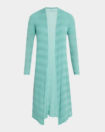 Tse Cashmere Ribbed Open-front Duster Cardigan In Celadon Glaze