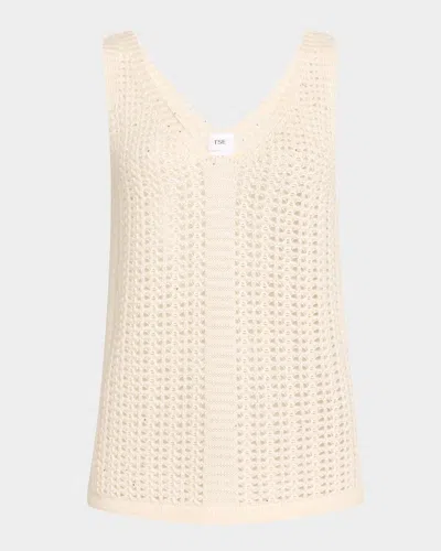 Tse Cashmere Sequin Open-knit Tank In Creme