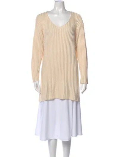 Pre-owned Tse Cashmere Silk Striped Sweater In Neutral