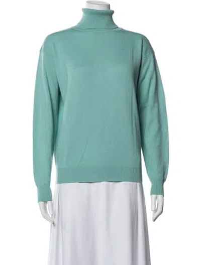 Pre-owned Tse Cashmere Silk Turtleneck Sweater In Blue