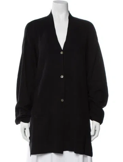 Pre-owned Tse Cashmere Silk V-neck Sweater In Black