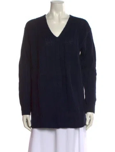 Pre-owned Tse Cashmere Silk V-neck Sweater In Black