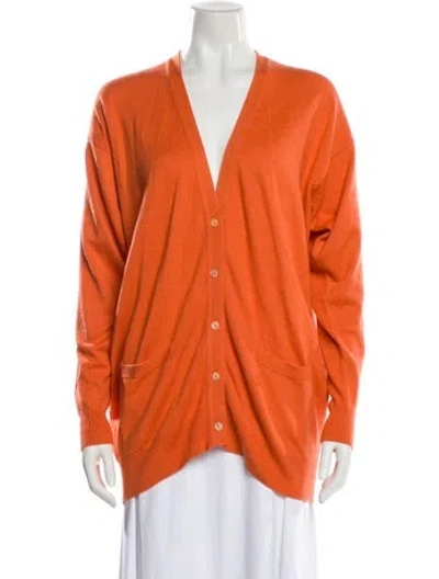Pre-owned Tse Cashmere Silk V-neck Sweater In Orange