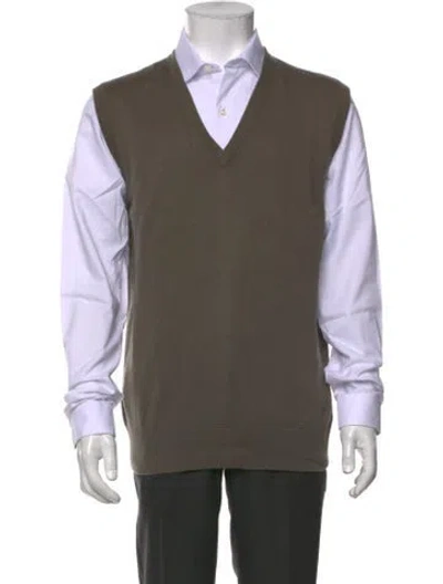 Pre-owned Tse Cashmere Silk V-neck Sweater Vest In Green