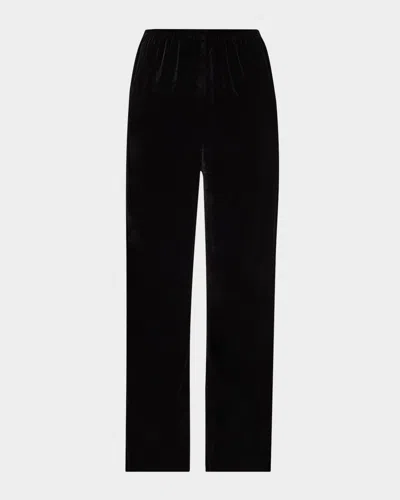 Tse Cashmere Straight-leg Velvet Pants In Black