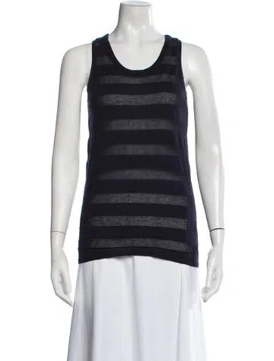 Pre-owned Tse Cashmere Striped Crew Neck Top In Blue