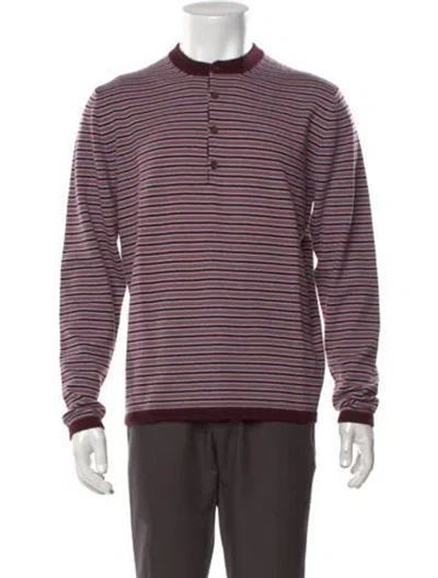 Pre-owned Tse Cashmere Striped Pullover In Burgundy