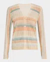 Tse Cashmere Superfine Cashmere Striped Cardigan In Soft Copper Combo