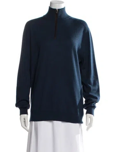 Pre-owned Tse Cashmere Turtleneck Sweater In Blue