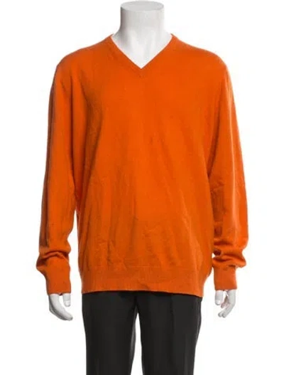 Pre-owned Tse Cashmere V-neck Pullover In Orange