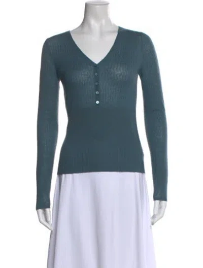 Pre-owned Tse Cashmere V-neck Sweater In Blue