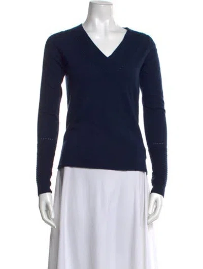 Pre-owned Tse Cashmere V-neck Sweater In Blue