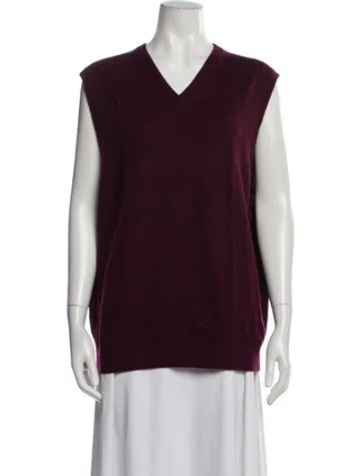 Pre-owned Tse Cashmere V-neck Sweater In Burgundy