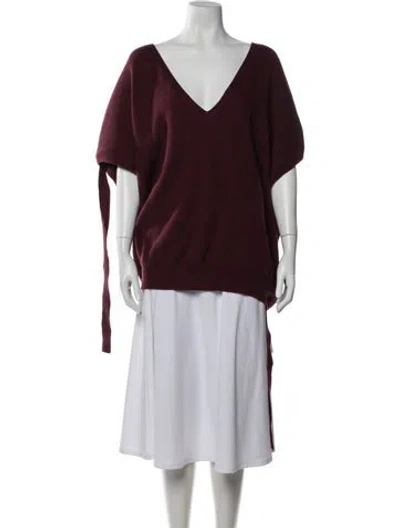 Pre-owned Tse Cashmere V-neck Sweater In Burgundy