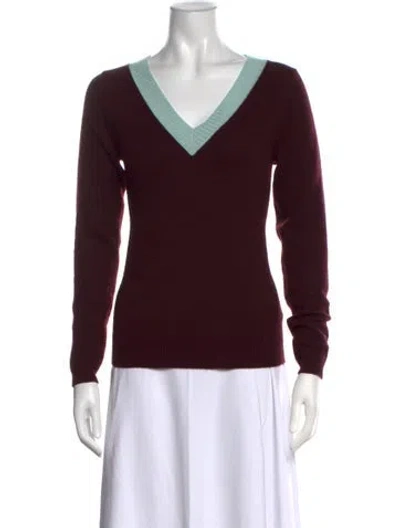 Pre-owned Tse Cashmere V-neck Sweater In Burgundy