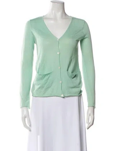 Pre-owned Tse Cashmere V-neck Sweater In Green