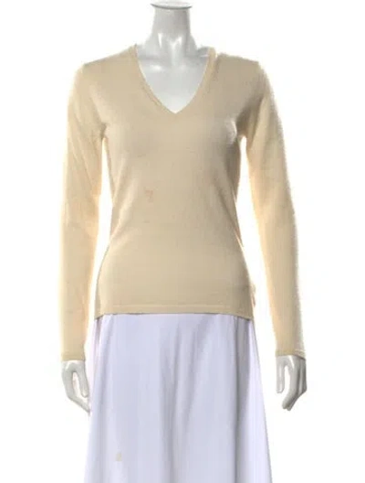 Pre-owned Tse Cashmere V-neck Sweater In Neutrals/yellow