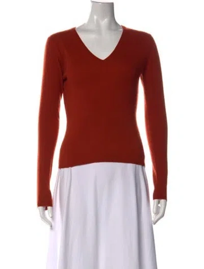 Pre-owned Tse Cashmere V-neck Sweater In Orange