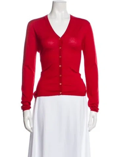 Pre-owned Tse Cashmere V-neck Sweater In Red