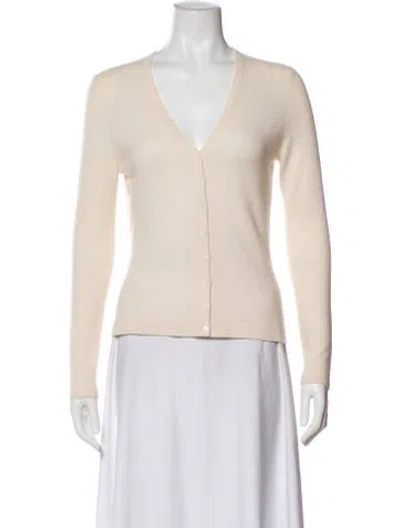 Pre-owned Tse Cashmere V-neck Sweater In White