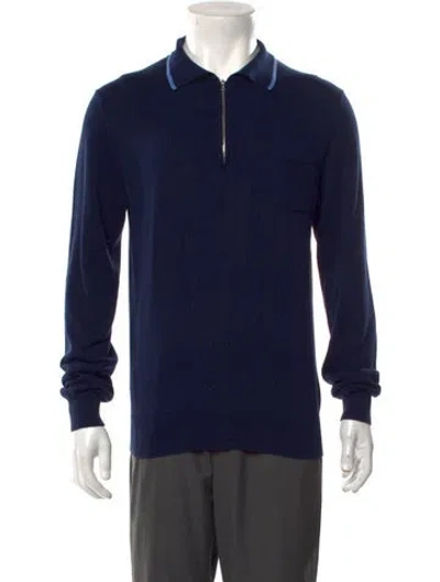 Pre-owned Tse Collar Long Sleeve Polo Sweater In Blue