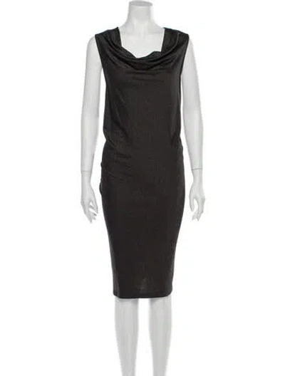 Pre-owned Tse Cowl Neck Midi Length Dress In Black