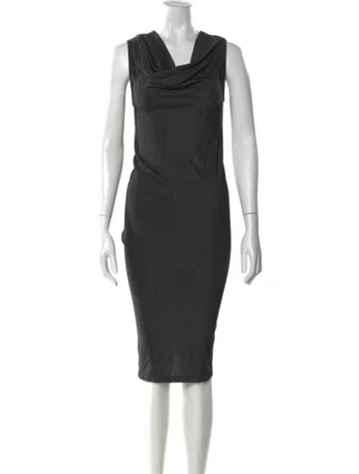 Pre-owned Tse Cowl Neck Midi Length Dress In Black