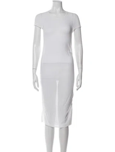 Pre-owned Tse Crew Neck Midi Length Dress In White