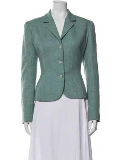 Pre-owned Tse Lambswool Tweed Pattern Blazer In Green