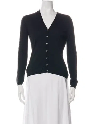 Pre-owned Tse Merino Wool V-neck Sweater In Green