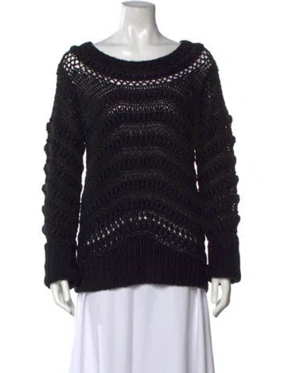 Pre-owned Tse Patterned Crew Neck Sweater In Black