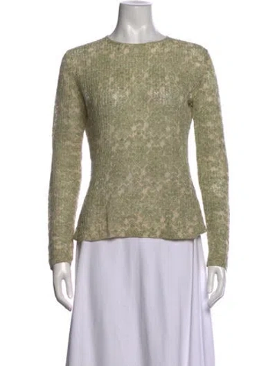 Pre-owned Tse Patterned Crew Neck Sweater In Green