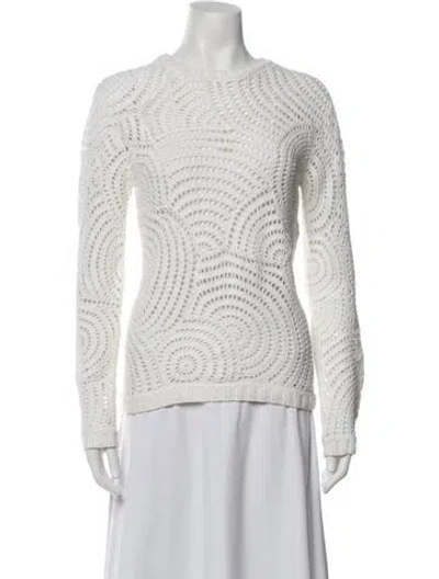 Pre-owned Tse Patterned Crew Neck Sweater In White